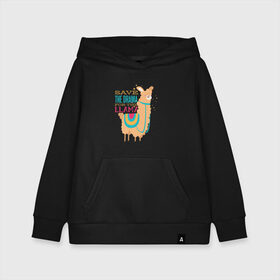 Детская толстовка хлопок с принтом Save the Drama for the Llama в городе Новоалтайск, 100% хлопок | Круглый горловой вырез, эластичные манжеты, пояс, капюшен | animal | cute | drama | lama | merch | английский | дикая | для детей лама | драма | животное | зверь | лама | лама мерч | ллама | милота | надписи | надписи на английском | надпись | очки | прикол | слова | смс