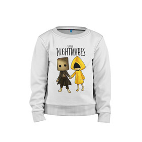 Детский свитшот хлопок с принтом LITTLE NIGHTMARES в городе Новоалтайск, 100% хлопок | круглый вырез горловины, эластичные манжеты, пояс и воротник | little nightmares | little nightmares 2 | игра nightmares | монстры. | ужасы | учительница | хоррор