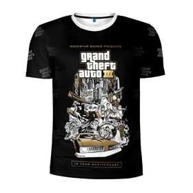 Мужская футболка 3D спортивная с принтом Grand Theft Auto III в городе Новоалтайск, 100% полиэстер с улучшенными характеристиками | приталенный силуэт, круглая горловина, широкие плечи, сужается к линии бедра | 4 | 5 | five | games | grand theft auto | gta | gta v | los santos | online | rockstar | san andreas | великое авто воровство | гта | гташка | игры | логотип | лос сантос | майкл | мафия | ограбление | онлайн | пеф | рокстар | самп | сан андреас 