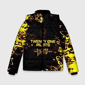 Зимняя куртка для мальчиков 3D с принтом TWENTY ONE PILOTS TOP. в городе Новоалтайск, ткань верха — 100% полиэстер; подклад — 100% полиэстер, утеплитель — 100% полиэстер | длина ниже бедра, удлиненная спинка, воротник стойка и отстегивающийся капюшон. Есть боковые карманы с листочкой на кнопках, утяжки по низу изделия и внутренний карман на молнии. 

Предусмотрены светоотражающий принт на спинке, радужный светоотражающий элемент на пуллере молнии и на резинке для утяжки | 21 pilots | blurryface | fbr | fueled by ramen | fueledbyramen | heathens | heavydirtysoul | josh dun | music | music video | official | stressed out | top | tp | trench | twenty one pilots | twentyonepilots | tyler joseph 