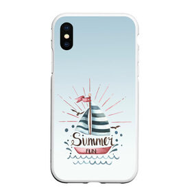 Чехол для iPhone XS Max матовый с принтом кораблик лето в городе Новоалтайск, Силикон | Область печати: задняя сторона чехла, без боковых панелей | Тематика изображения на принте: брызги | вода | волны | градиент | кораблик | лето | море | отдых | отпуск | парусник | фан | чайки | яхта