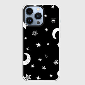 Чехол для iPhone 13 Pro с принтом Звездное небо в городе Новоалтайск,  |  | звездное небо | звездочки | звезды | космос | минимализм | полумесяц