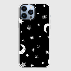 Чехол для iPhone 13 Pro Max с принтом Звездное небо в городе Новоалтайск,  |  | звездное небо | звездочки | звезды | космос | минимализм | полумесяц