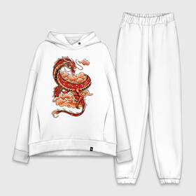 Женский костюм хлопок Oversize с принтом ДРАКОН в городе Новоалтайск,  |  | china | dragon | fire | абстракция | дракон | китай | мифические существа | огонь | узор.