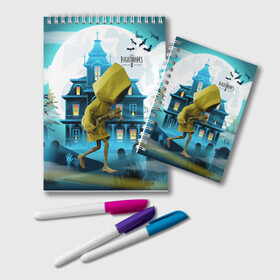 Блокнот с принтом Little Nightmares 2 в городе Новоалтайск, 100% бумага | 48 листов, плотность листов — 60 г/м2, плотность картонной обложки — 250 г/м2. Листы скреплены удобной пружинной спиралью. Цвет линий — светло-серый
 | Тематика изображения на принте: little nightmares | страшилка | страшная игра | ужас | хоррор