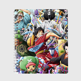 Тетрадь с принтом ONE PIECE | ВАН ПИС в городе Новоалтайск, 100% бумага | 48 листов, плотность листов — 60 г/м2, плотность картонной обложки — 250 г/м2. Листы скреплены сбоку удобной пружинной спиралью. Уголки страниц и обложки скругленные. Цвет линий — светло-серый
 | anime | luffi | lufi | manga | one piece | samurai | wano ван пис | zoho | большой куш | ван пис | вон пис | зохо | корабль | луфи | луффи | манга | манки д. луффи | пират | самурай | уон пис