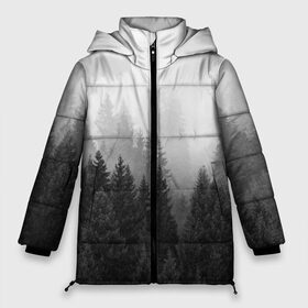 Женская зимняя куртка Oversize с принтом Туманный лес в городе Новоалтайск, верх — 100% полиэстер; подкладка — 100% полиэстер; утеплитель — 100% полиэстер | длина ниже бедра, силуэт Оверсайз. Есть воротник-стойка, отстегивающийся капюшон и ветрозащитная планка. 

Боковые карманы с листочкой на кнопках и внутренний карман на молнии | tegunvteg | деревья | лес | листья | природа | темный лес | туман | туманный лес