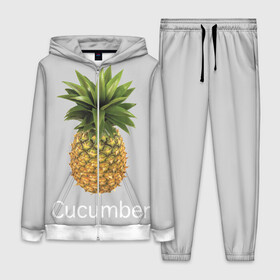 Женский костюм 3D с принтом Pineapple cucumber в городе Новоалтайск,  |  | Тематика изображения на принте: cucumber | grey | pineapple | ананас | огурец | серый