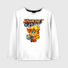Детский лонгслив хлопок с принтом Ratchet & Clank в городе Новоалтайск, 100% хлопок | круглый вырез горловины, полуприлегающий силуэт, длина до линии бедер | Тематика изображения на принте: game | ratchet  clank | галактические рейнджеры | игры | рэтчет и кланr