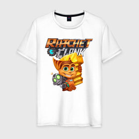 Мужская футболка хлопок с принтом Ratchet & Clank в городе Новоалтайск, 100% хлопок | прямой крой, круглый вырез горловины, длина до линии бедер, слегка спущенное плечо. | game | ratchet  clank | галактические рейнджеры | игры | рэтчет и кланr