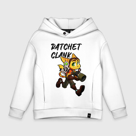 Детское худи Oversize хлопок с принтом Ratchet & Clank в городе Новоалтайск, френч-терри — 70% хлопок, 30% полиэстер. Мягкий теплый начес внутри —100% хлопок | боковые карманы, эластичные манжеты и нижняя кромка, капюшон на магнитной кнопке | Тематика изображения на принте: game | ratchet  clank | галактические рейнджеры | игры | рэтчет и кланr