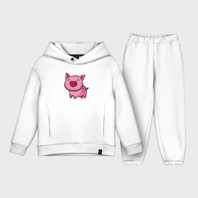 Детский костюм хлопок Oversize с принтом ПОРОСЁНОК в городе Новоалтайск,  |  | boar | cute | pig | piglet | pink | smile | кабан | милый | поросенок | пятачок | розовый | свинья | улыбка