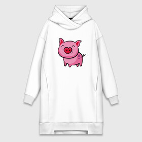 Платье-худи хлопок с принтом ПОРОСЁНОК в городе Новоалтайск,  |  | boar | cute | pig | piglet | pink | smile | кабан | милый | поросенок | пятачок | розовый | свинья | улыбка