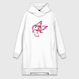 Платье-худи хлопок с принтом ЕДИНОРОГ в городе Новоалтайск,  |  | cute | fairy | miracle | pink | pony | princess | unicorn | wings | единорог | крылья | милый | пони | розовый | фея | чудо