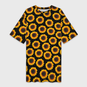 Платье-футболка 3D с принтом ПОДСОЛНУХИ | РАСТЕНИЯ в городе Новоалтайск,  |  | flowers. | sunflower | букет | весна | лето | подсолнух | природа | растения | семечки | солнце | цветы