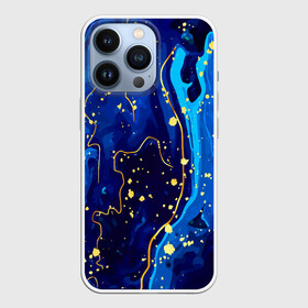 Чехол для iPhone 13 Pro с принтом СИНИЙ ГРАНИТ в городе Новоалтайск,  |  | marble | абстракция | гранит | золото | золотой | камень | контраст | линии | позолочен | полосы. | синий гранит