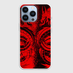 Чехол для iPhone 13 Pro с принтом BLACK RED DRAGONS TATOO в городе Новоалтайск,  |  | anime | china | dragon | japan | katana | samurai | smoke | snake | sword | tattoo | аниме | дракон | дым | змей | катана | китай | меч | самурай | тату | татуировка | япония