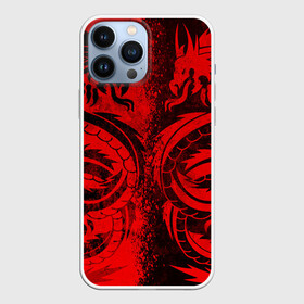 Чехол для iPhone 13 Pro Max с принтом BLACK RED DRAGONS TATOO в городе Новоалтайск,  |  | anime | china | dragon | japan | katana | samurai | smoke | snake | sword | tattoo | аниме | дракон | дым | змей | катана | китай | меч | самурай | тату | татуировка | япония