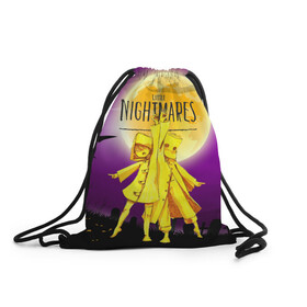 Рюкзак-мешок 3D с принтом Little Nightmares 2 в городе Новоалтайск, 100% полиэстер | плотность ткани — 200 г/м2, размер — 35 х 45 см; лямки — толстые шнурки, застежка на шнуровке, без карманов и подкладки | Тематика изображения на принте: little nightmares | страшилка | страшная игра | ужас | хоррор