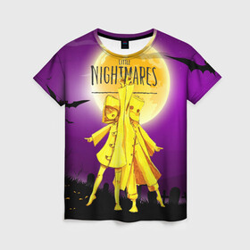 Женская футболка 3D с принтом Little Nightmares 2 в городе Новоалтайск, 100% полиэфир ( синтетическое хлопкоподобное полотно) | прямой крой, круглый вырез горловины, длина до линии бедер | little nightmares | страшилка | страшная игра | ужас | хоррор