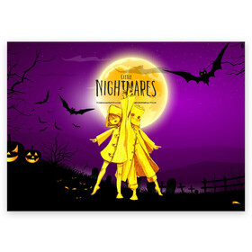 Поздравительная открытка с принтом Little Nightmares 2 в городе Новоалтайск, 100% бумага | плотность бумаги 280 г/м2, матовая, на обратной стороне линовка и место для марки
 | Тематика изображения на принте: little nightmares | страшилка | страшная игра | ужас | хоррор