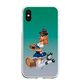 Чехол для iPhone XS Max матовый с принтом официантка горшок золота в городе Новоалтайск, Силикон | Область печати: задняя сторона чехла, без боковых панелей | 17 марта | бочка | вечеринка | горшок | девушка | день святого патрика | зеленый | зеленый костюм | ирландия | клевер | костюм | кружка | лепрекон | модель | монеты | официантка | рисунок | традиции | эль