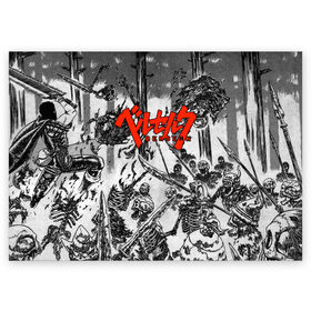 Поздравительная открытка с принтом BERSERK | БЕРСЕРК в городе Новоалтайск, 100% бумага | плотность бумаги 280 г/м2, матовая, на обратной стороне линовка и место для марки
 | anime | anime berserk | berserk | knight | manga | аниме | аниме берсерк | берсерк | клеймо | манга | рыцарь