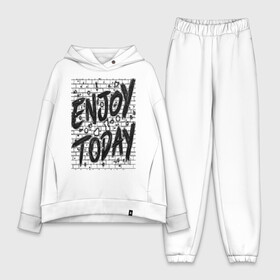 Женский костюм хлопок Oversize с принтом Enjoy today в городе Новоалтайск,  |  | enjoy today | женщине | линии | мужчина | надпись | наслаждение
