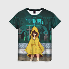 Женская футболка 3D с принтом Little Nightmares 2 в городе Новоалтайск, 100% полиэфир ( синтетическое хлопкоподобное полотно) | прямой крой, круглый вырез горловины, длина до линии бедер | little nightmares | страшилка | страшная игра | ужас | хоррор