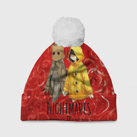 Шапка 3D c помпоном с принтом Little Nightmares 2 в городе Новоалтайск, 100% полиэстер | универсальный размер, печать по всей поверхности изделия | Тематика изображения на принте: little nightmares | страшилка | страшная игра | ужас | хоррор