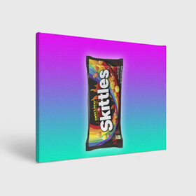 Холст прямоугольный с принтом Skittles | Черный в городе Новоалтайск, 100% ПВХ |  | black | skittles | sweet heat | градиент | зеленый | радуга | розовый | синий | скитлс | черный
