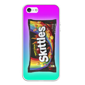 Чехол для iPhone 5/5S матовый с принтом Skittles | Черный в городе Новоалтайск, Силикон | Область печати: задняя сторона чехла, без боковых панелей | black | skittles | sweet heat | градиент | зеленый | радуга | розовый | синий | скитлс | черный