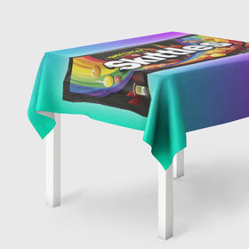 Скатерть 3D с принтом Skittles | Черный в городе Новоалтайск, 100% полиэстер (ткань не мнется и не растягивается) | Размер: 150*150 см | Тематика изображения на принте: black | skittles | sweet heat | градиент | зеленый | радуга | розовый | синий | скитлс | черный