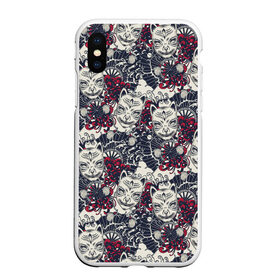 Чехол для iPhone XS Max матовый с принтом Японская маска демона в городе Новоалтайск, Силикон | Область печати: задняя сторона чехла, без боковых панелей | demon | fox | japanese | mask | арт | голова | демон | маска | монстр | рисунок | цветы | японский