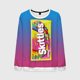 Мужской свитшот 3D с принтом Skittles | Желтый в городе Новоалтайск, 100% полиэстер с мягким внутренним слоем | круглый вырез горловины, мягкая резинка на манжетах и поясе, свободная посадка по фигуре | skittles | sweet sours | yellow | градиент | желтый | красный | радуга | розовый | синий | скитлс | фиолетовый