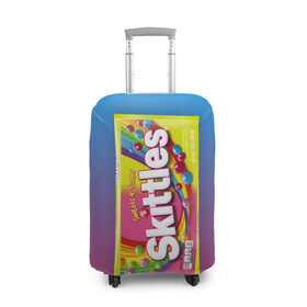 Чехол для чемодана 3D с принтом Skittles | Желтый в городе Новоалтайск, 86% полиэфир, 14% спандекс | двустороннее нанесение принта, прорези для ручек и колес | skittles | sweet sours | yellow | градиент | желтый | красный | радуга | розовый | синий | скитлс | фиолетовый