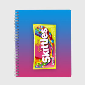 Тетрадь с принтом Skittles | Желтый в городе Новоалтайск, 100% бумага | 48 листов, плотность листов — 60 г/м2, плотность картонной обложки — 250 г/м2. Листы скреплены сбоку удобной пружинной спиралью. Уголки страниц и обложки скругленные. Цвет линий — светло-серый
 | skittles | sweet sours | yellow | градиент | желтый | красный | радуга | розовый | синий | скитлс | фиолетовый