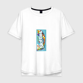 Мужская футболка хлопок Oversize с принтом Skittles | Голубой в городе Новоалтайск, 100% хлопок | свободный крой, круглый ворот, “спинка” длиннее передней части | blue | freeze pop | limited edition | skittles | скитлс