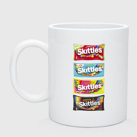 Кружка керамическая с принтом Skittles | Разнообразие в городе Новоалтайск, керамика | объем — 330 мл, диаметр — 80 мм. Принт наносится на бока кружки, можно сделать два разных изображения | 4 штуки | freeze pop | limited edition | long lost time | original | skittles | sweet heat | sweet sours | желтый | красный | ориджинл | разнообразие | синий | скитлс | черный