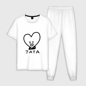 Мужская пижама хлопок с принтом BTS | BT21 TATA в городе Новоалтайск, 100% хлопок | брюки и футболка прямого кроя, без карманов, на брюках мягкая резинка на поясе и по низу штанин
 | army | bangtan boys | bt21 | bts | bts stickers | chimmy | cooky | k pop | koya | mang | monster | rap monster | rapmon | rj | rm | shooky | tata | van | бтс | ви | джей хоуп | джонгук | кейпоп | реп монстр | стикеры bts | сюга | чимин | чин
