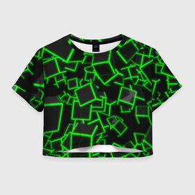 Женская футболка Crop-top 3D с принтом Cyber cube в городе Новоалтайск, 100% полиэстер | круглая горловина, длина футболки до линии талии, рукава с отворотами | 3д кубики | cyber cube | кибер куб | куб | неоновые кубики