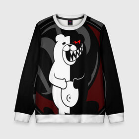 Детский свитшот 3D с принтом MONOKUMA | МОНОКУМА | DANGANRO в городе Новоалтайск, 100% полиэстер | свободная посадка, прямой крой, мягкая тканевая резинка на рукавах и понизу свитшота | anime | bear | black  white | danganronpa | kurokuma | monodam | monokuma | monomi | monotaro | rabbit | school | shirokuma | аниме | главарь | мoноми | монокума | черно белый | школа