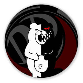 Коврик для мышки круглый с принтом MONOKUMA | МОНОКУМА | DANGANRO в городе Новоалтайск, резина и полиэстер | круглая форма, изображение наносится на всю лицевую часть | anime | bear | black  white | danganronpa | kurokuma | monodam | monokuma | monomi | monotaro | rabbit | school | shirokuma | аниме | главарь | мoноми | монокума | черно белый | школа