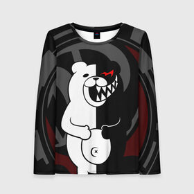 Женский лонгслив 3D с принтом MONOKUMA | МОНОКУМА | DANGANRO в городе Новоалтайск, 100% полиэстер | длинные рукава, круглый вырез горловины, полуприлегающий силуэт | anime | bear | black  white | danganronpa | kurokuma | monodam | monokuma | monomi | monotaro | rabbit | school | shirokuma | аниме | главарь | мoноми | монокума | черно белый | школа