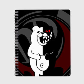 Тетрадь с принтом MONOKUMA | МОНОКУМА | DANGANRO в городе Новоалтайск, 100% бумага | 48 листов, плотность листов — 60 г/м2, плотность картонной обложки — 250 г/м2. Листы скреплены сбоку удобной пружинной спиралью. Уголки страниц и обложки скругленные. Цвет линий — светло-серый
 | anime | bear | black  white | danganronpa | kurokuma | monodam | monokuma | monomi | monotaro | rabbit | school | shirokuma | аниме | главарь | мoноми | монокума | черно белый | школа