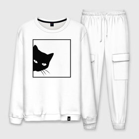 Мужской костюм хлопок с принтом BLACK CAT | ЧЕРНАЯ КОШКА в городе Новоалтайск, 100% хлопок | на свитшоте круглая горловина, мягкая резинка по низу. Брюки заужены к низу, на них два вида карманов: два “обычных” по бокам и два объемных, с клапанами, расположенные ниже линии бедра. Брюки с мягкой трикотажной резинкой на поясе и по низу штанин. В поясе для дополнительного комфорта — широкие завязки | black | cat | cats | creative | hunter | minimalism | night | кот | коте | котенок | котэ | кошка | креатив | креативная | минимализм | надпись | ночь | охотник | текст | черная | черный