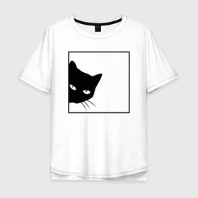 Мужская футболка хлопок Oversize с принтом BLACK CAT | ЧЕРНАЯ КОШКА в городе Новоалтайск, 100% хлопок | свободный крой, круглый ворот, “спинка” длиннее передней части | black | cat | cats | creative | hunter | minimalism | night | кот | коте | котенок | котэ | кошка | креатив | креативная | минимализм | надпись | ночь | охотник | текст | черная | черный