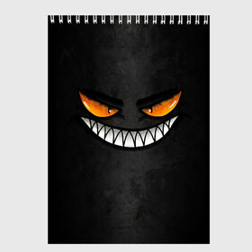Скетчбук с принтом SMILE в городе Новоалтайск, 100% бумага
 | 48 листов, плотность листов — 100 г/м2, плотность картонной обложки — 250 г/м2. Листы скреплены сверху удобной пружинной спиралью | devil | evil | smile | дьявол | зло | улыбка