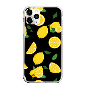 Чехол для iPhone 11 Pro Max матовый с принтом Лимоны на чёрном в городе Новоалтайск, Силикон |  | citrus natural fruit | fresh | illustration | organic | pattern | texture | лето | лимон | свежесть | тропики | узор | фон | фрукты | цитрус | экзотика