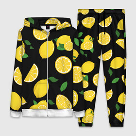 Женский костюм 3D с принтом Лимоны на чёрном в городе Новоалтайск,  |  | citrus natural fruit | fresh | illustration | organic | pattern | texture | лето | лимон | свежесть | тропики | узор | фон | фрукты | цитрус | экзотика